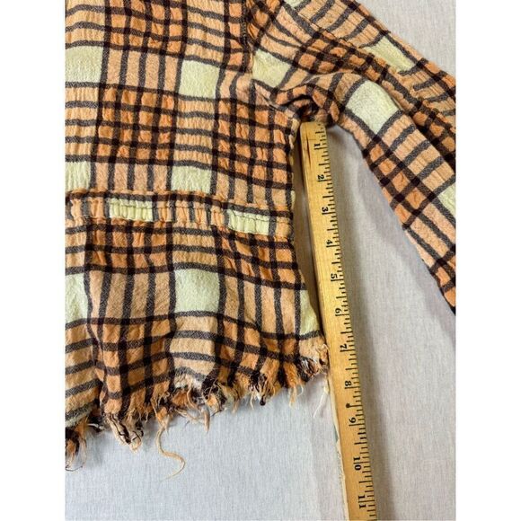 Free People Plaid Long Sleeve Button Down Shirt Sz XS Oversized - Picture 5 of 7